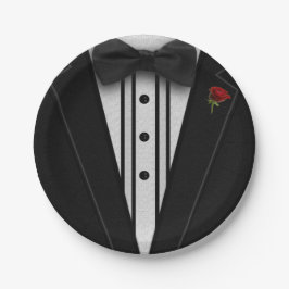 Zwarte Tuxedo met Bow-Stropdas Papieren Bordje