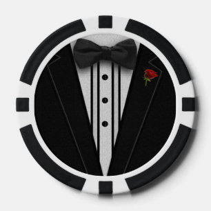Zwarte Tuxedo met Bow-Stropdas Pokerchips