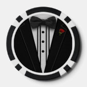 Zwarte Tuxedo met Bow-Stropdas Pokerchips (Achterkant)