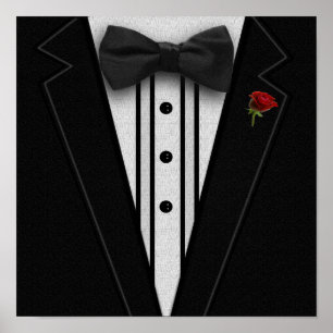 Zwarte Tuxedo met Bow-Stropdas Poster