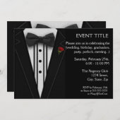 Zwarte Tuxedo met Bow Stropdas Red Rose Kaart (Voorkant / Achterkant)