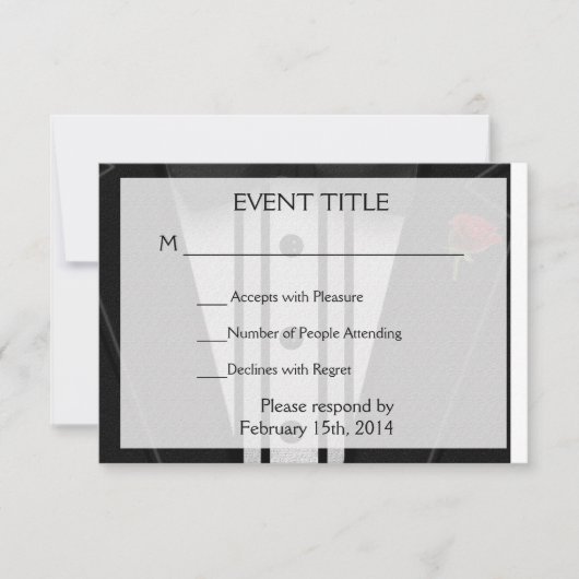 Zwarte Tuxedo met Bow-Stropdas RSVP Kaartje (Voorkant)