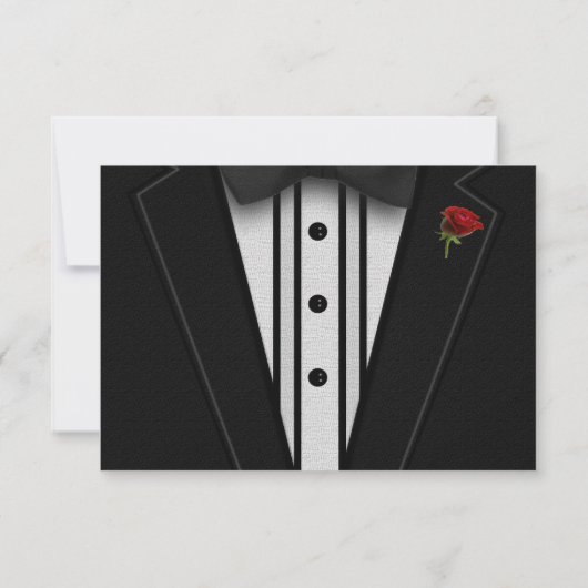 Zwarte Tuxedo met Bow-Stropdas RSVP Kaartje (Achterkant)