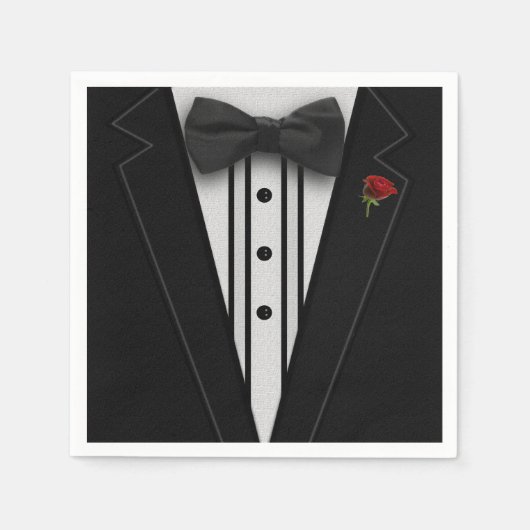 Zwarte Tuxedo met Bow-Stropdas Servet (Voorkant)
