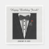Zwarte Tuxedo met Bow Stropdas Verjaardag Formeel Servet (Voorkant)
