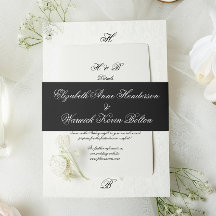 Zwarte Tuxedo Monogram Calligraphy Trouwpak Premiu