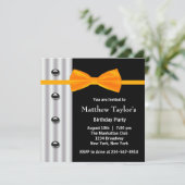 Zwarte Tuxedo Oranje Boog Stropdas Mannen Verjaard Kaart (Staand voorkant)