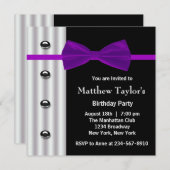 Zwarte Tuxedo Paarse Boog Stropdas Mannen Verjaard Kaart (Voorkant / Achterkant)