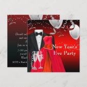 Zwarte Tuxedo rode jurk oudejaarsfeest Kaart (Voorkant / Achterkant)