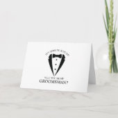 Zwarte Tuxedo Suit Gepersonaliseerde Groomsman Voo (Voorkant)