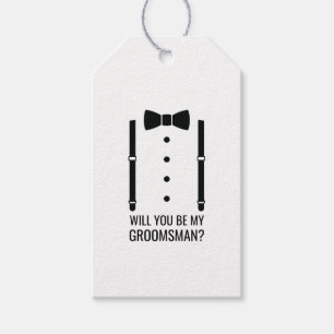 Zwarte Tuxedo Suit Gepersonaliseerde Groomsman Voo Cadeaulabel