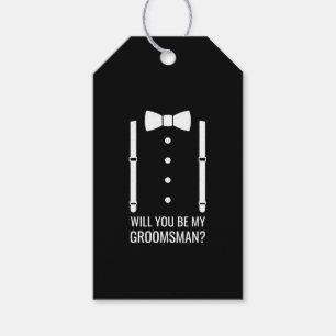 Zwarte Tuxedo Suit Gepersonaliseerde Groomsman Voo Cadeaulabel