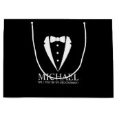 Zwarte Tuxedo Suit Gepersonaliseerde Groomsman Voo Groot Cadeauzakje (Voorkant)