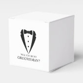Zwarte Tuxedo Suit Groomsman Voorstel Bedankdoosjes (Voorkant Zijde)
