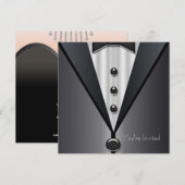 Zwarte Tuxedo Zwarte Schouderloze Jurk Feest Kaart (Voorkant / Achterkant)