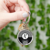 Zwarte Tuxsleutelhouder met Monogram Sleutelhanger (Hand)