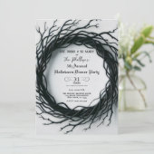 Zwarte Twijg Elegant Herfst Halloween Dinnerparty Kaart (Staand voorkant)