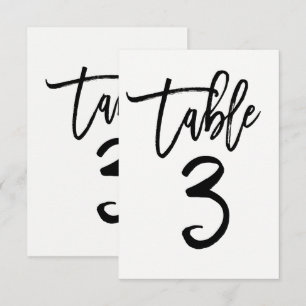 Zwarte typ trendy modern script tafelnummer 3