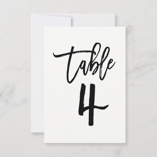 Zwarte Typ Trendy Modern Script Tafelnummer 4 (Achterkant)
