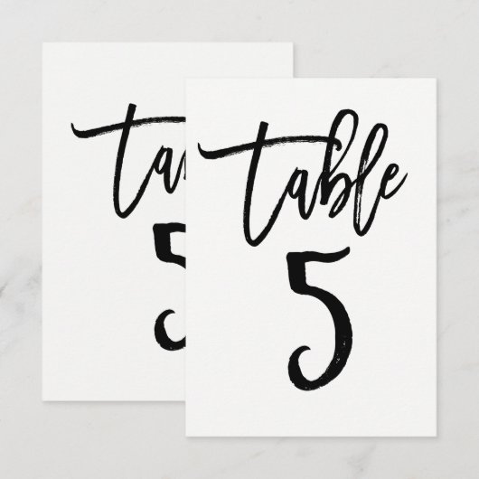Zwarte typ trendy modern script tafelnummer 5 (Voorkant / Achterkant)