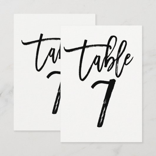 Zwarte typ trendy modern script tafelnummer 7 (Voorkant / Achterkant)