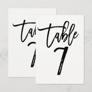 Zwarte typ trendy modern script tafelnummer 7