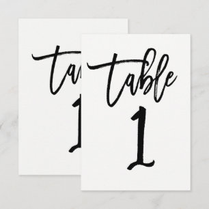 Zwarte Type Trendy Moderne Script Tafel Nummer 1 Kaart