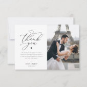 Zwarte typografie bruiloft bedankkaart (Voorkant)