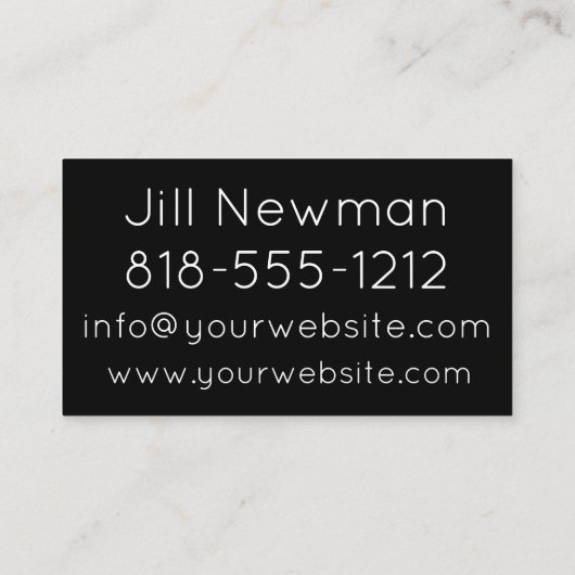 Zwarte Typografie Eenvoudige moderne Visitekaartje (Achterkant)
