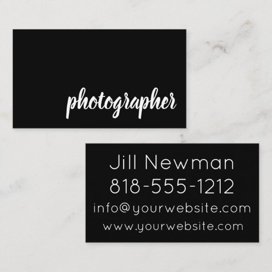 Zwarte Typografie Eenvoudige moderne Visitekaartje (Voorkant / Achterkant)