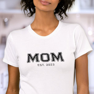Zwarte typografie Established Mom T-shirt