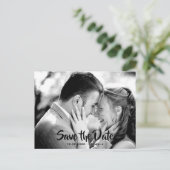 Zwarte Typografie Foto Opslaan Datum Aankondigingskaart (Staand voorkant)