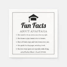 Zwarte typografie Fun Facts graduatie cap Napkins