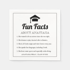 Zwarte typografie Fun Facts graduatie cap Napkins Servet