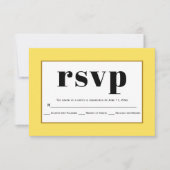 Zwarte typografie gele bruiloft RSVP-kaart RSVP Kaartje (Voorkant)