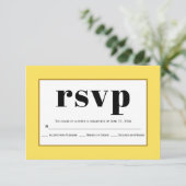 Zwarte typografie gele bruiloft RSVP-kaart RSVP Kaartje (Staand voorkant)