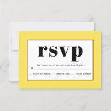 Zwarte typografie gele bruiloft RSVP-kaart