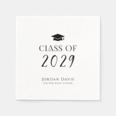 Zwarte typografie Klasse van 2025 Modern Afstudere Servet (Voorkant)