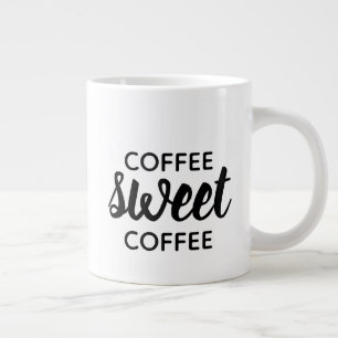 Zwarte typografie koffie zoete koffie drinker grote koffiekop