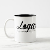 Zwarte Typografie Logic - koffie Tweekleurige Koffiemok (Links)