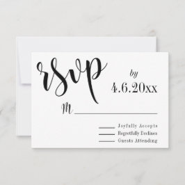 Zwarte typografie met bokeh-achtergrond, elegante RSVP kaartje