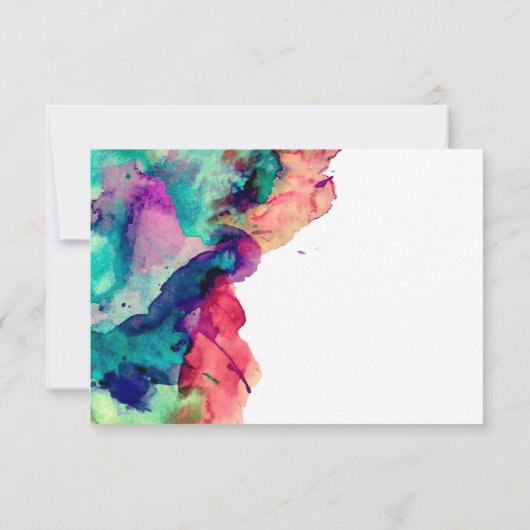 Zwarte Typografie met kleurrijke Waterverf Verf RS RSVP Kaartje (Achterkant)