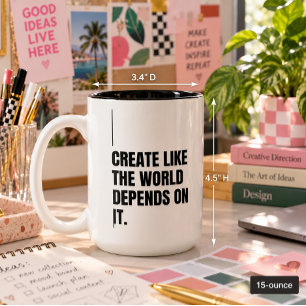 Zwarte typografie Minimalistische kunstenaarsmaker Tweekleurige Koffiemok