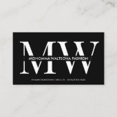Zwarte typografie monogram lettering naam visitekaartje (Voorkant)