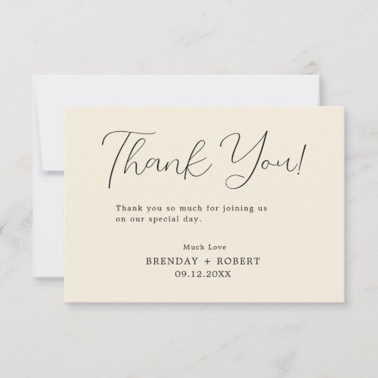 Zwarte Typografie op lichtbeige - Hartelijk dank v Bedankkaart (Voorkant)