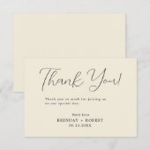 Zwarte Typografie op lichtbeige - Hartelijk dank v Bedankkaart (Voorkant / Achterkant)