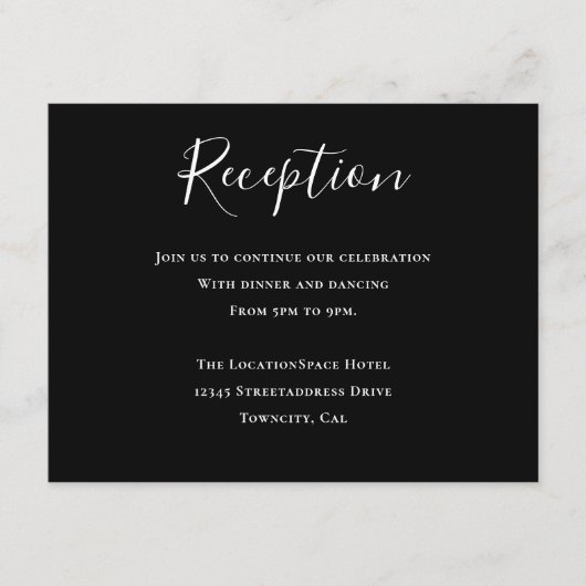 Zwarte Typografie Receptie Informatie Informatiekaartje (Voorkant)