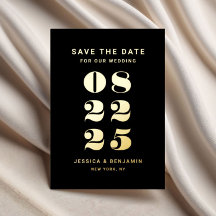 Zwarte Typografie Trouwen Save The Date Goud