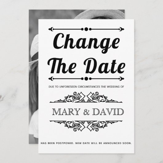 Zwarte typografie Verander de aankondiging van de  (Voorkant / Achterkant)