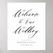 zwarte typografie welkom trouwbord poster (Voorkant)